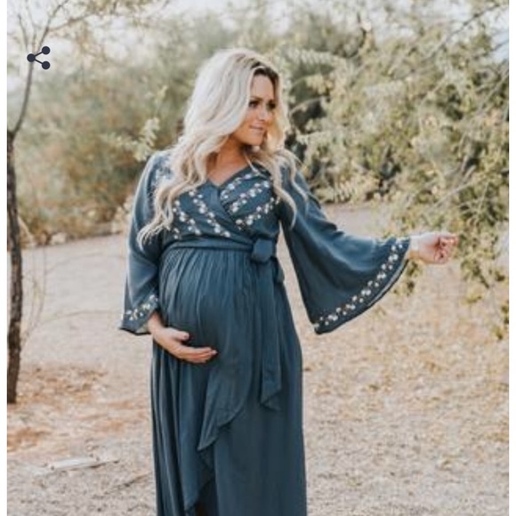 faux wrap maternity dress